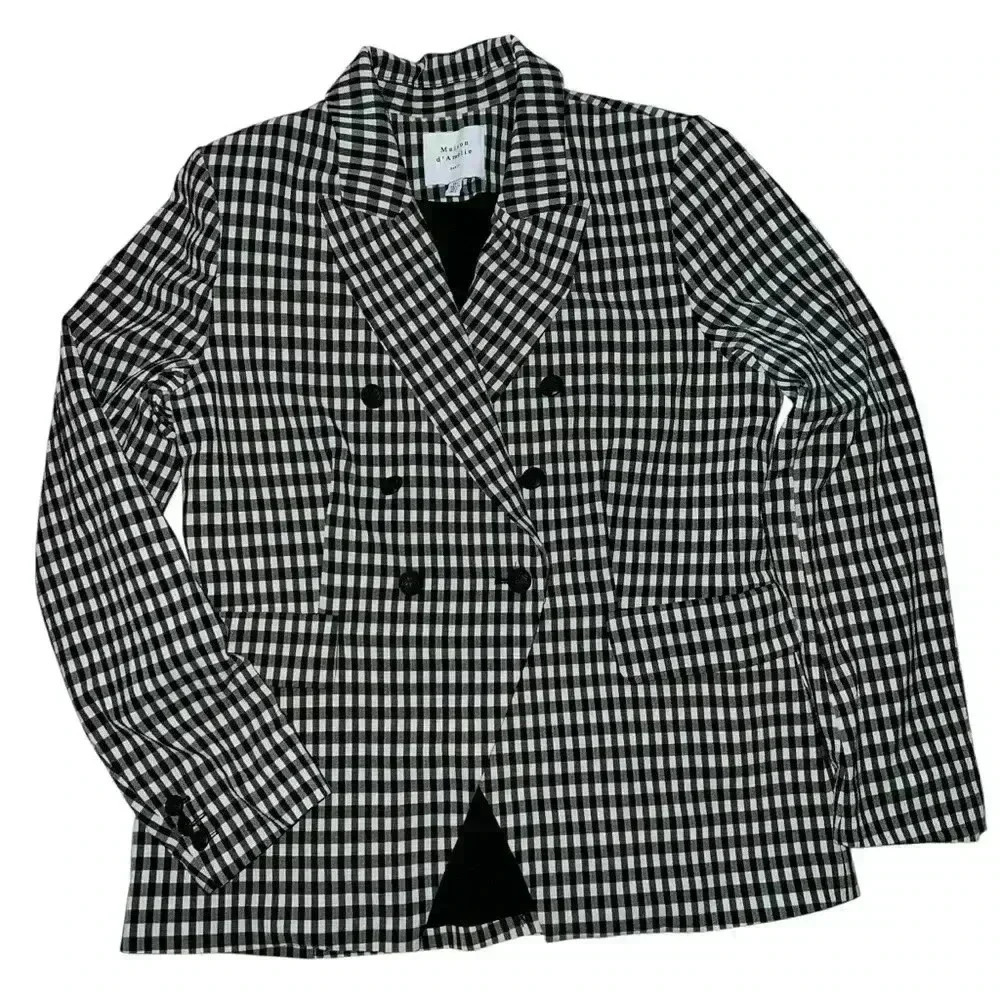 Anthroplogie Maison d’ Amélie gingham blazer black and white size Large
